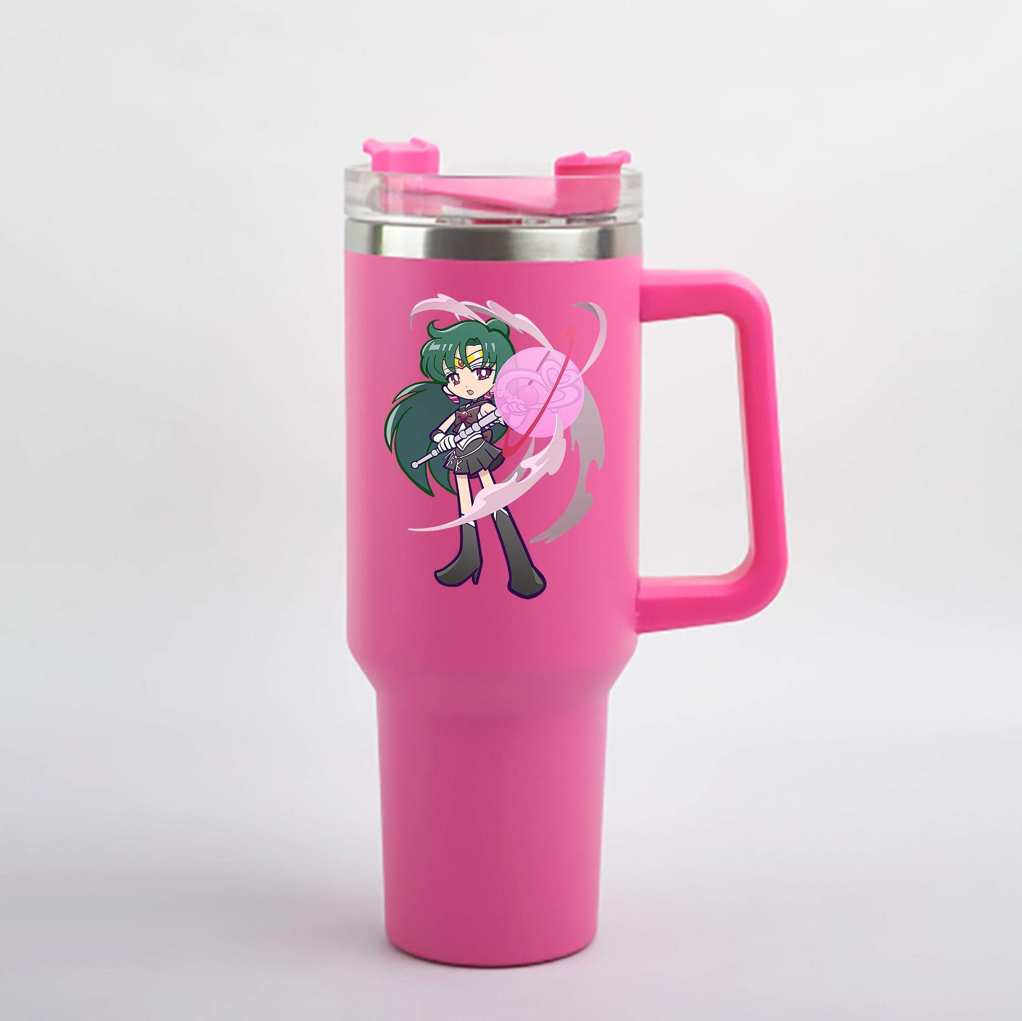 （画像用） 美少女戦士セーラームーン 冥王せつな Sailor Moon Meiou Setsuna 1200mL車用タンブラー - クリスタルステッカー（プラスチックストロー付き）